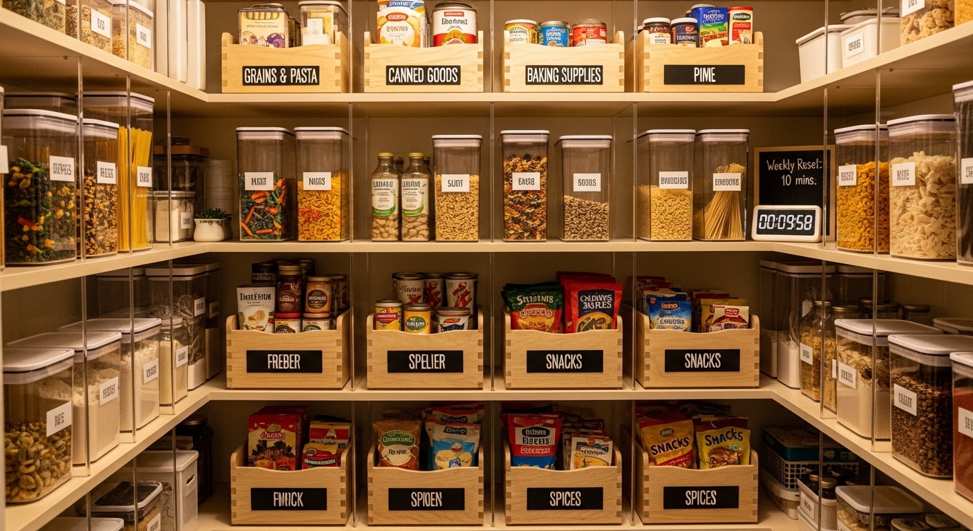 How to Organize a Pantry That Stays Organized — “Store-Like” Zones + a 10-Minute Weekly Reset